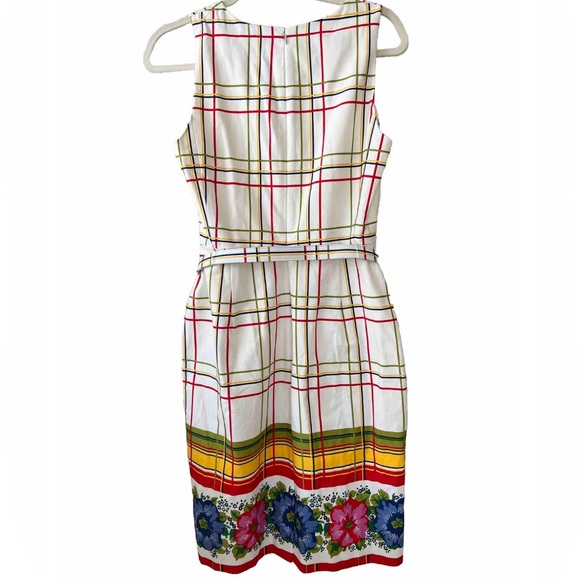 J.Crew Belted Bi-stretch Cotton Dress with a Beautiful Floral Border - Picture 5 of 11